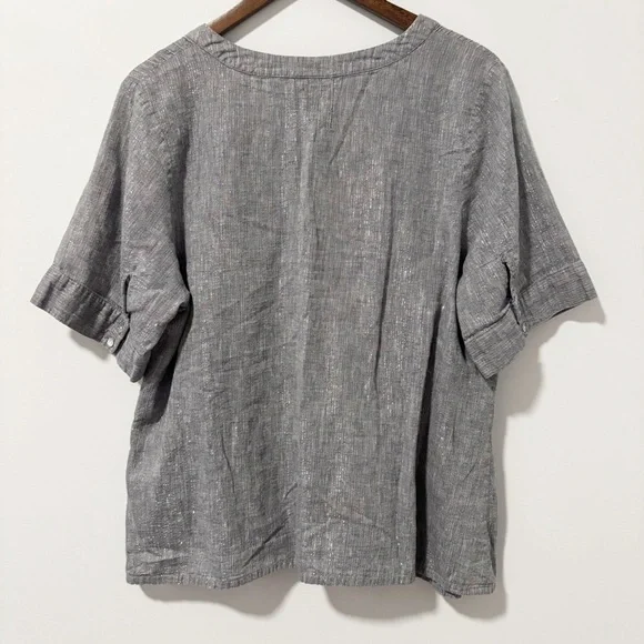 Avenue Linen Blend Silver Popover Tunic Womens Size 18/20 Lagenlook Casual - Picture 10 of 15